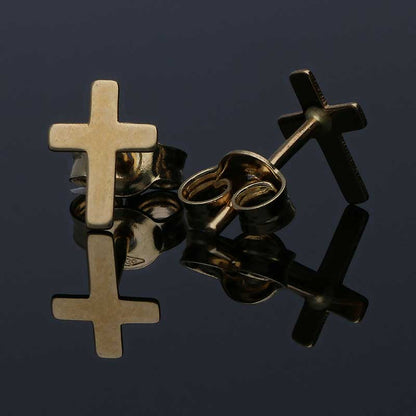 Gold Cross Stud Earrings 18KT - FKJERN18KU3061