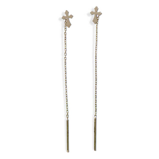 Gold Cross Tic Tac Earrings 18KT - FKJERN18KU3075