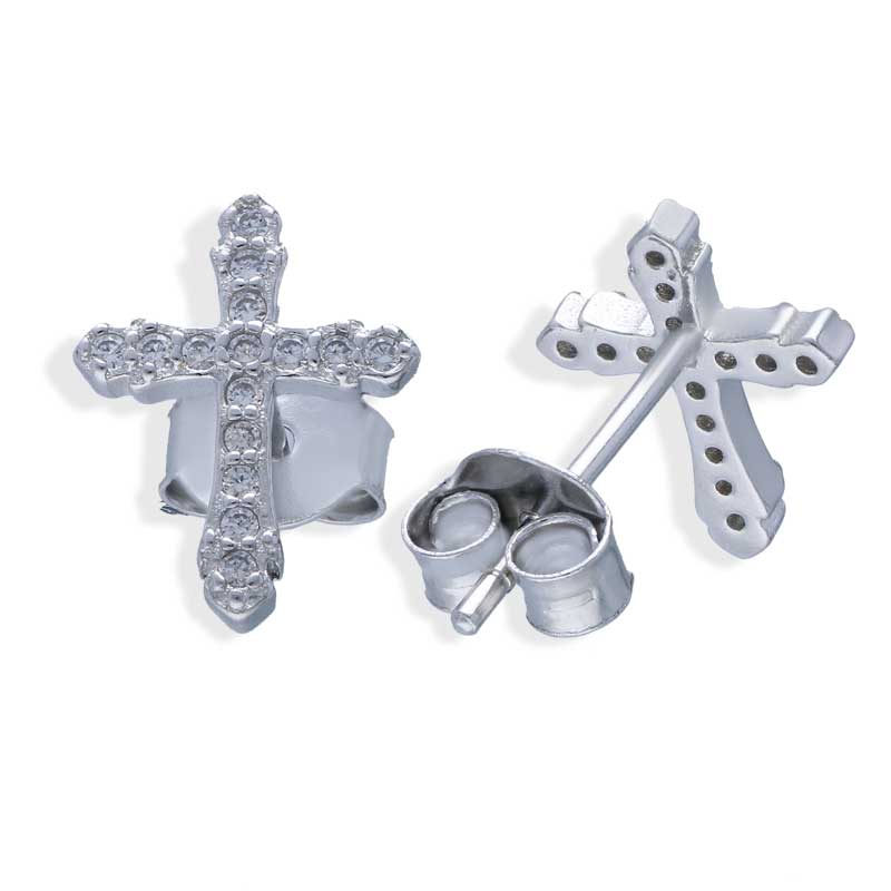 أقراط فضة إسترليني عيار ٩٢٥ على شكل صليب - FKJERNSLU925