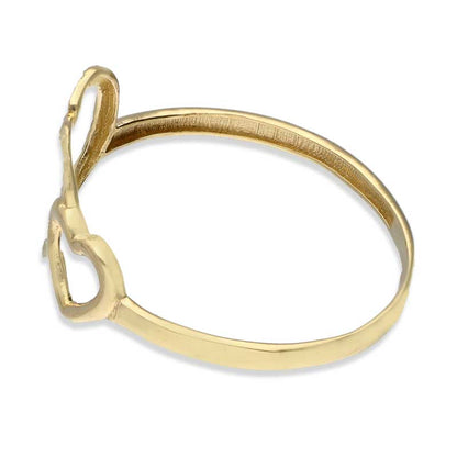 Gold Twin Heart Shaped Ring 18KT - FKJRN18KU2027