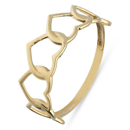 Gold Hearts Shaped Ring 18KT - FKJRN18KU2029