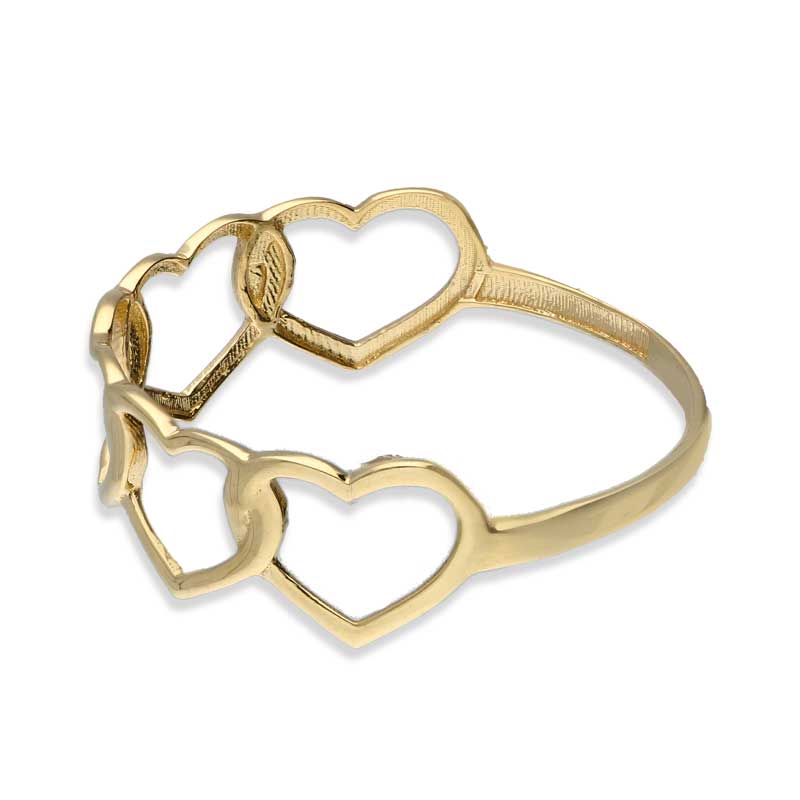 Gold Hearts Shaped Ring 18KT - FKJRN18KU2029