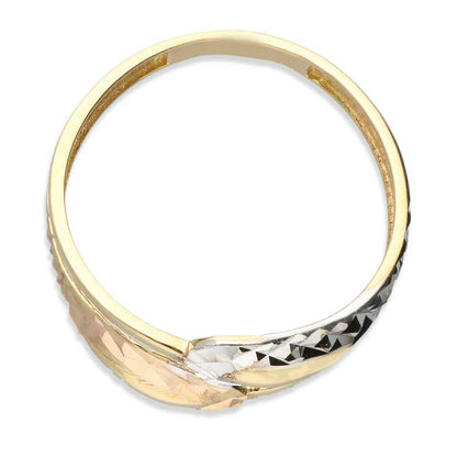 خاتم ثلاثي اللون ذهبي حلزوني 18 قيراط - FKJRN18KU2032