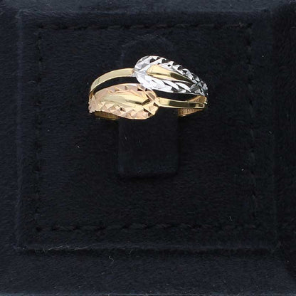خاتم ثلاثي اللون ذهبي حلزوني 18 قيراط - FKJRN18KU2032