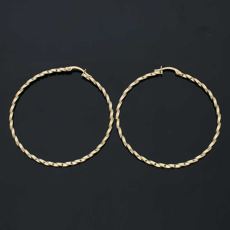Gold Long Hoop Earrings 18KT - FKJERN18KU3093