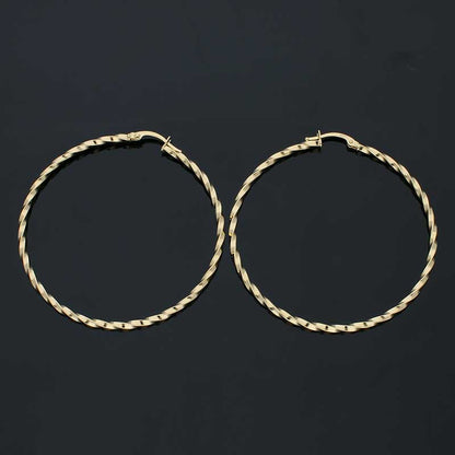 Gold Long Hoop Earrings 18KT - FKJERN18KU3093