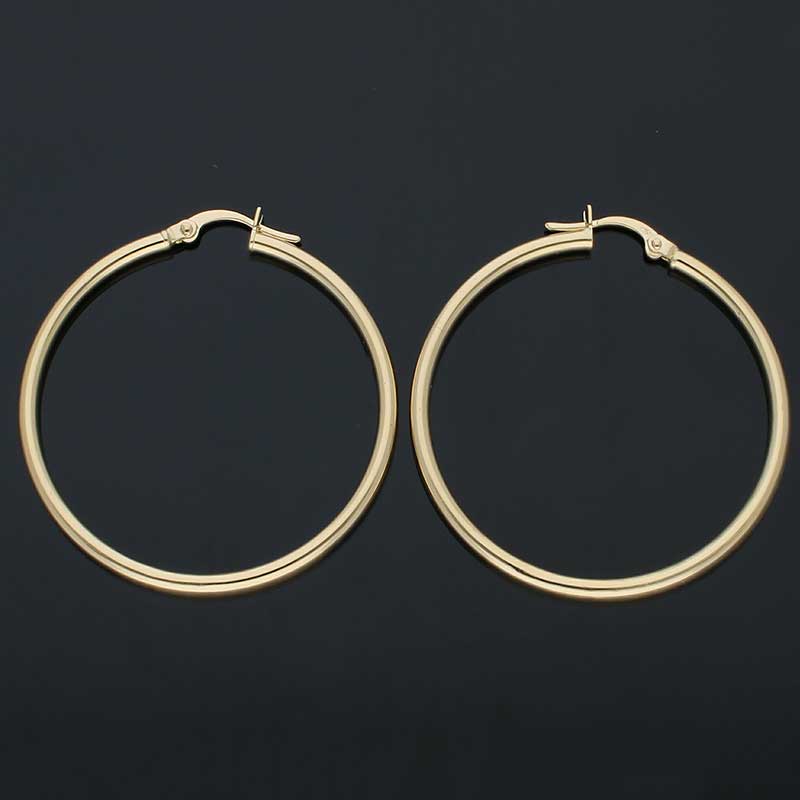 Gold Long Hoop Earrings 18KT - FKJERN18KU3092