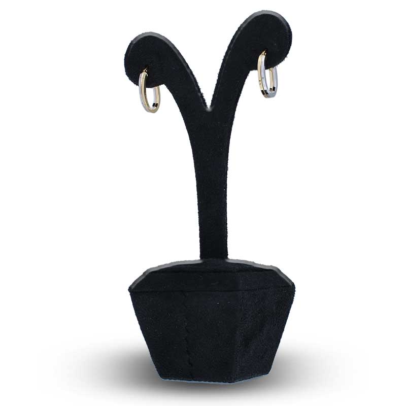 Dual Tone Gold Oval Shaped Hoop Earrings 18KT - FKJERN18KU3096