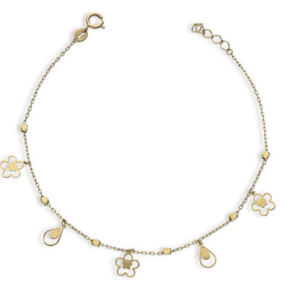 Gold Flower and Pear Shaped Bracelet 18KT - FKJBRL18KU1036