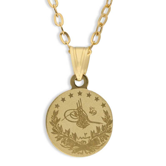 Gold Necklace (Chain with Coin Shaped Pendant) 18KT - FKJNKL18KU1092