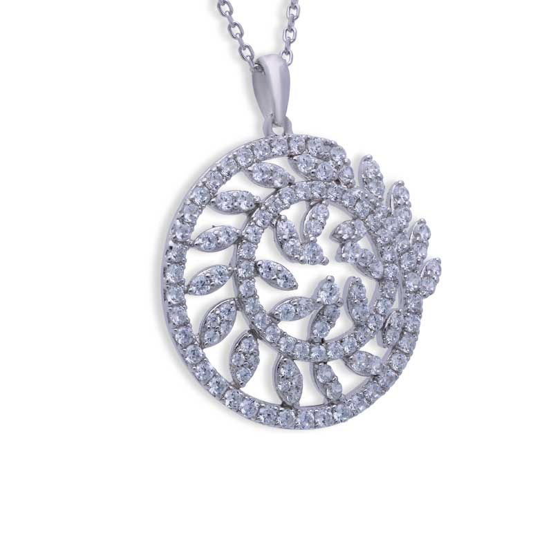 Sterling Silver 925 Flower Shaped Pendant Set (Necklace, Earrings and Ring) - FKJNKLSTSLU2027