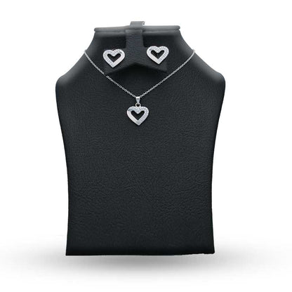 Sterling Silver 925 Heart Pendant Set (Necklace and Earrings) - FKJNKLSTSLU2022