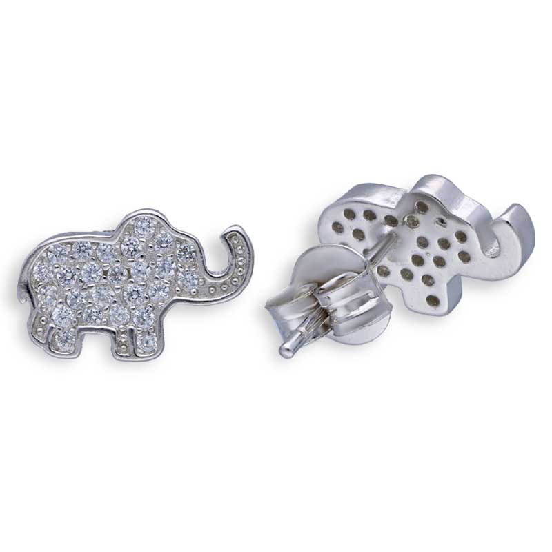 Sterling Silver 925 Elephant Stud Earrings - FKJERNSLU3103