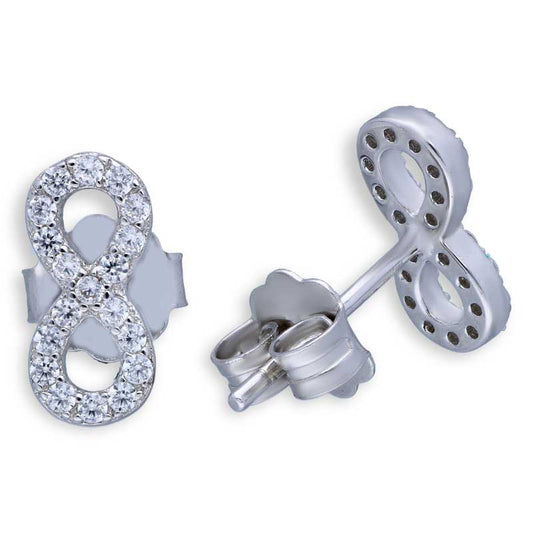 Sterling Silver 925 Infinity Stud Earrings - FKJERNSLU3101