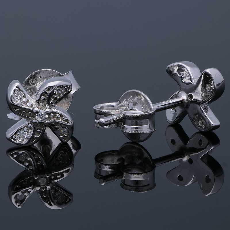 Sterling Silver 925 Flower Stud Earrings - FKJERNSLU3102
