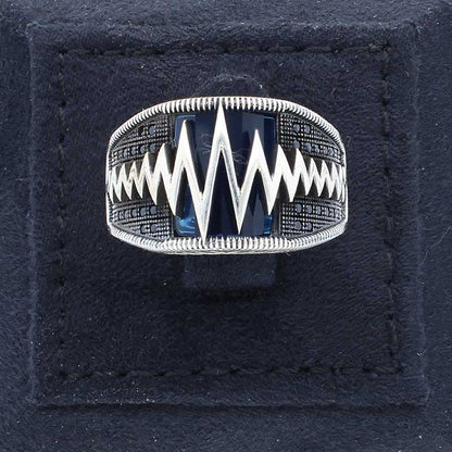 Sterling Silver 925 Men's Heartbeat Solitaire Ring - FKJRNSLU2037