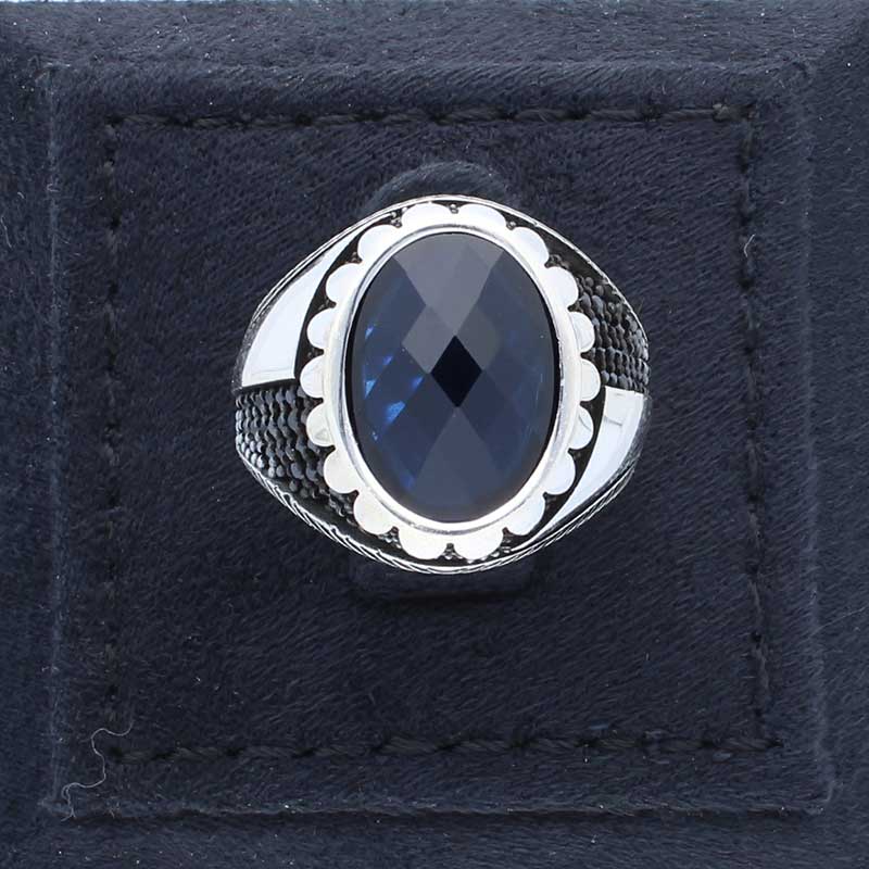 خاتم سوليتير من الفضة الإسترليني عيار 925 للرجال - FKJRNSLU2036