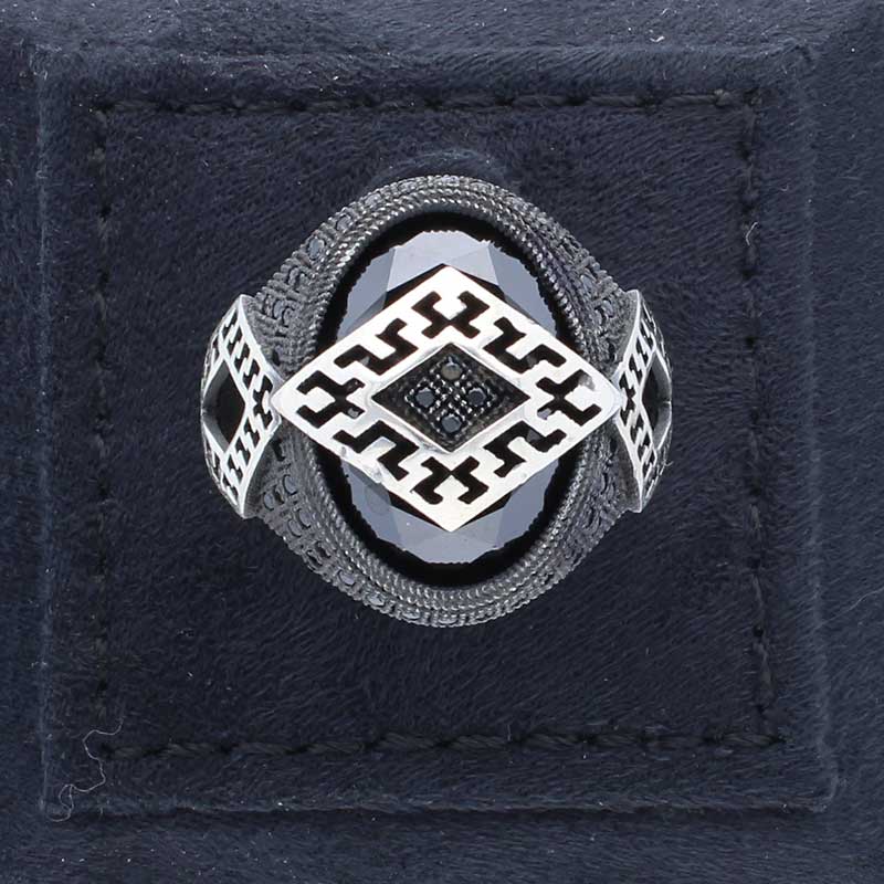خاتم سوليتير من الفضة الإسترليني عيار 925 للرجال - FKJRNSLU2046