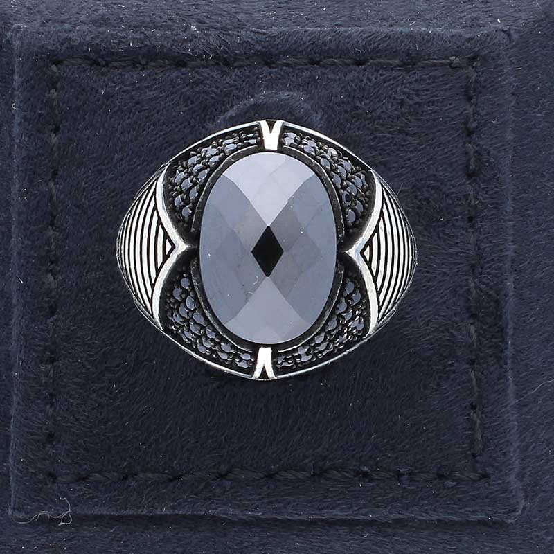 خاتم سوليتير من الفضة الإسترليني عيار 925 للرجال - FKJRNSLU2047