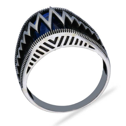 خاتم سوليتير من الفضة الإسترليني عيار 925 للرجال - FKJRNSLU2037