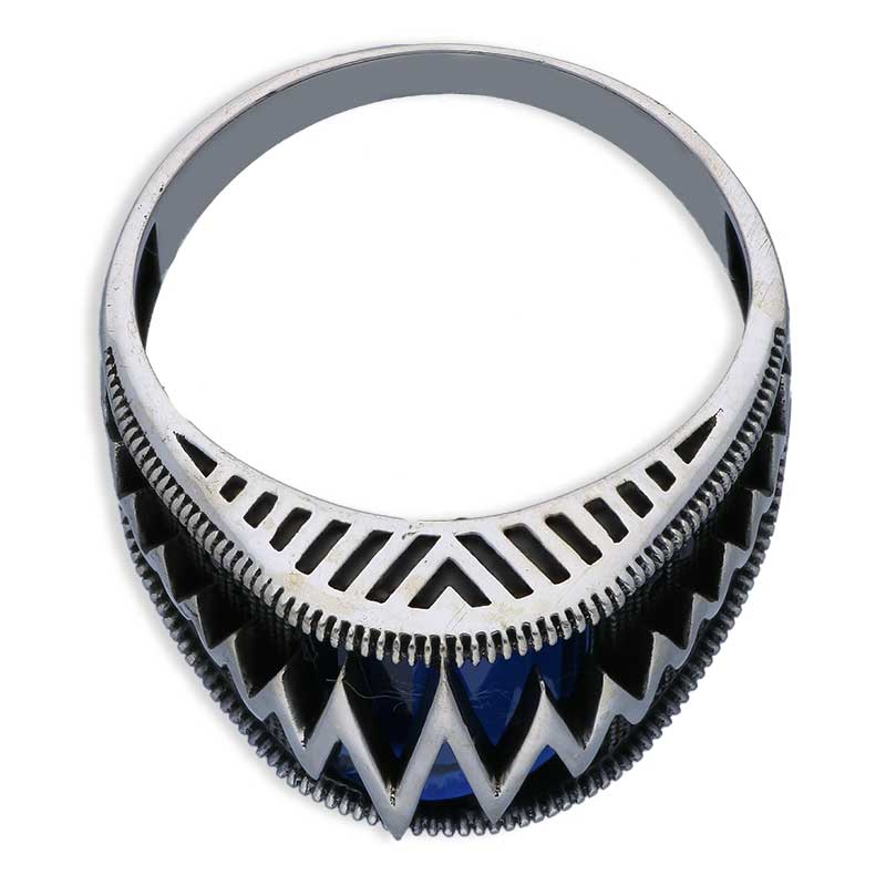 خاتم سوليتير من الفضة الإسترليني عيار 925 للرجال - FKJRNSLU2037