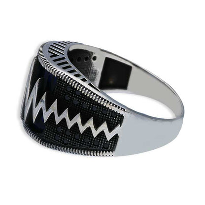 Sterling Silver 925 Men's Heartbeat Solitaire Ring - FKJRNSLU2037