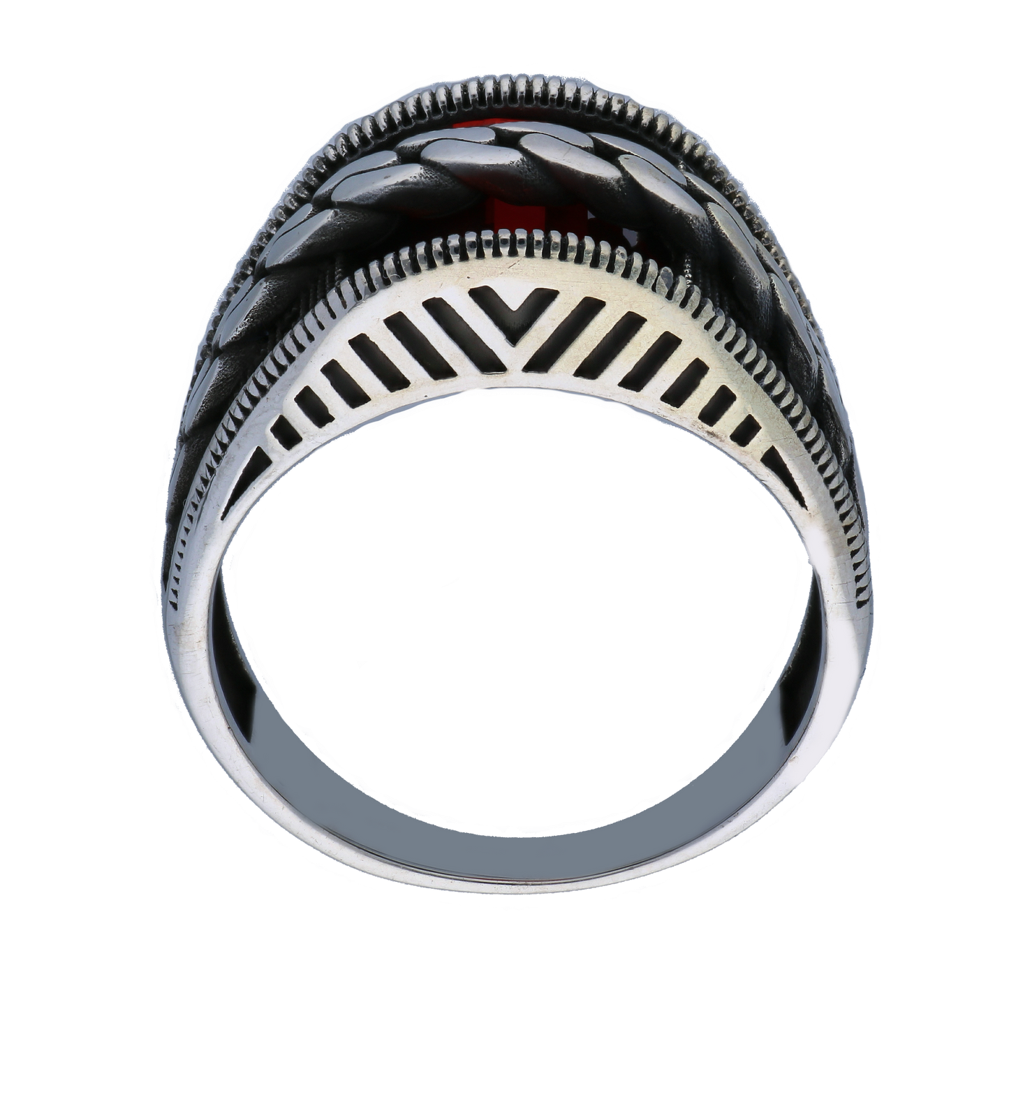خاتم سوليتير من الفضة الإسترليني عيار 925 للرجال - FKJRNSLU2041