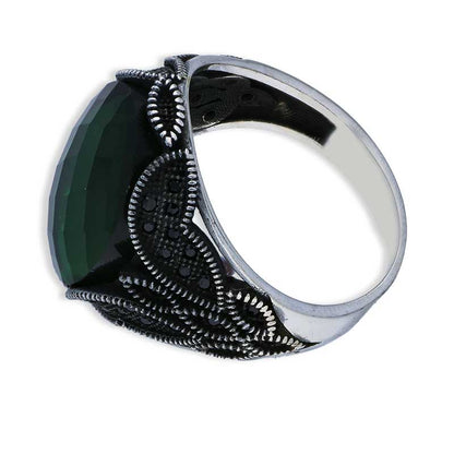 خاتم سوليتير من الفضة الإسترليني عيار 925 للرجال - FKJRNSLU2034