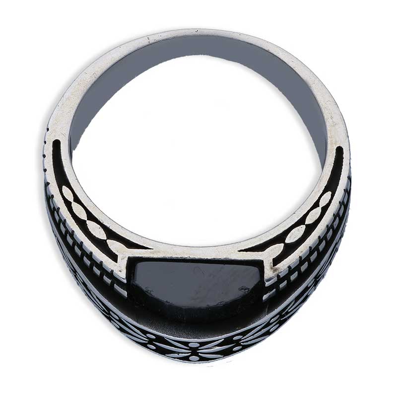 خاتم سوليتير من الفضة الإسترليني عيار 925 للرجال - FKJRNSLU2044