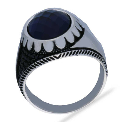 خاتم سوليتير من الفضة الإسترليني عيار 925 للرجال - FKJRNSLU2036