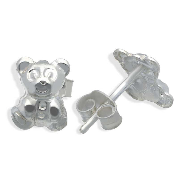 Sterling Silver 925 Teddy Bear Stud Earrings - FKJERNSLU3108