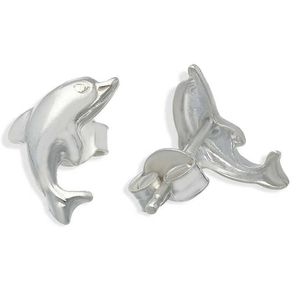 Sterling Silver 925 Dolphin Stud Earrings - FKJERNSLU3110
