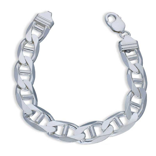 Sterling Silver 925 Men's Toned Link Bracelet - FKJBRLSLU1040
