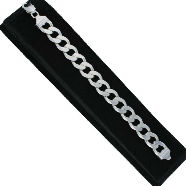 Sterling Silver 925 Men's Curb Bracelet - FKJBRLSLU1041