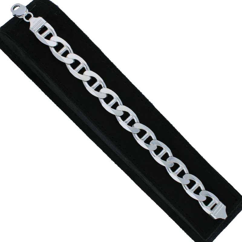 Sterling Silver 925 Men's Toned Link Bracelet - FKJBRLSLU1040