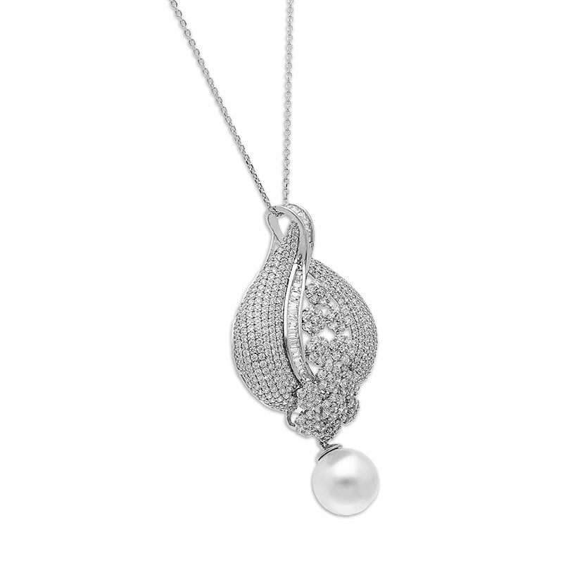 Sterling Silver 925 Leaf Shaped Pendant Set (Necklace, Earrings and Ring) - FKJNKLSTSLU2031