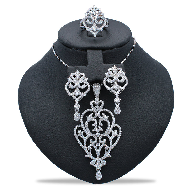 Silver necklace and on sale earring set