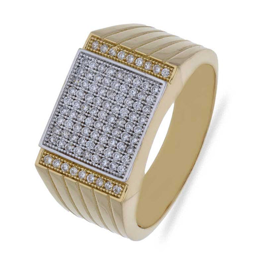 Sterling Silver 925 Men's Gold Plated Ring - FKJRNSLU2055