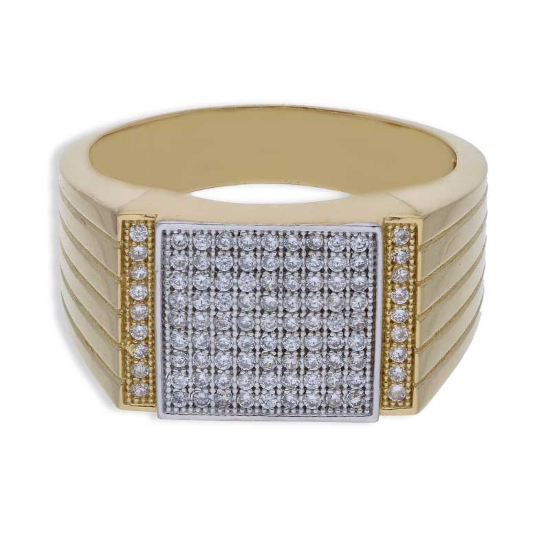 Sterling Silver 925 Men's Gold Plated Ring - FKJRNSLU2055