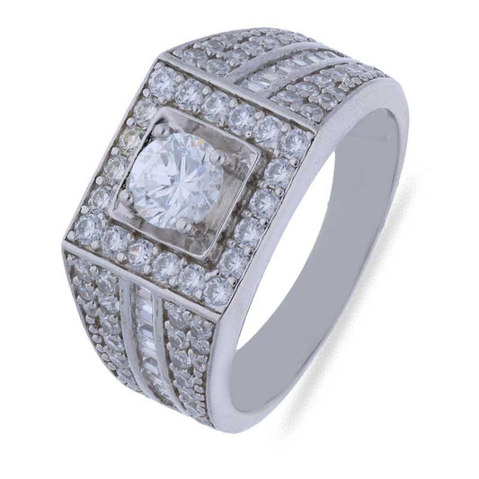 Sterling Silver 925 Men's Solitaire Ring - FKJRNSLU2058