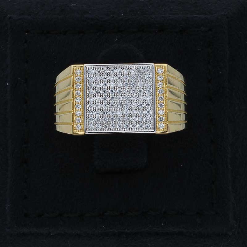 Sterling Silver 925 Men's Gold Plated Ring - FKJRNSLU2055