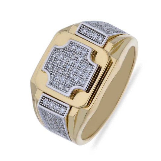 Sterling Silver 925 Men's Gold Plated Ring - FKJRNSLU2053