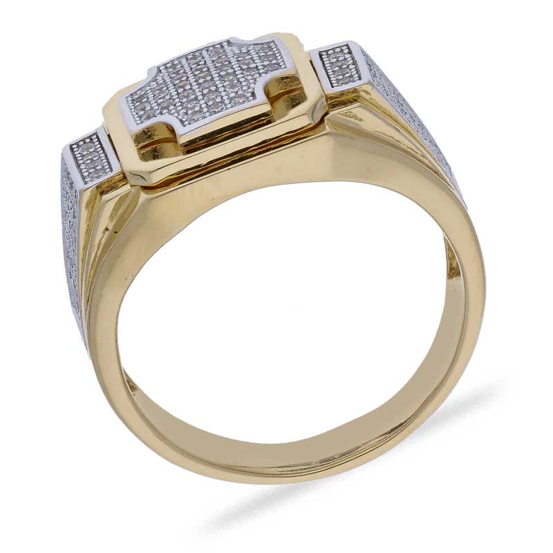 Sterling Silver 925 Men's Gold Plated Ring - FKJRNSLU2053