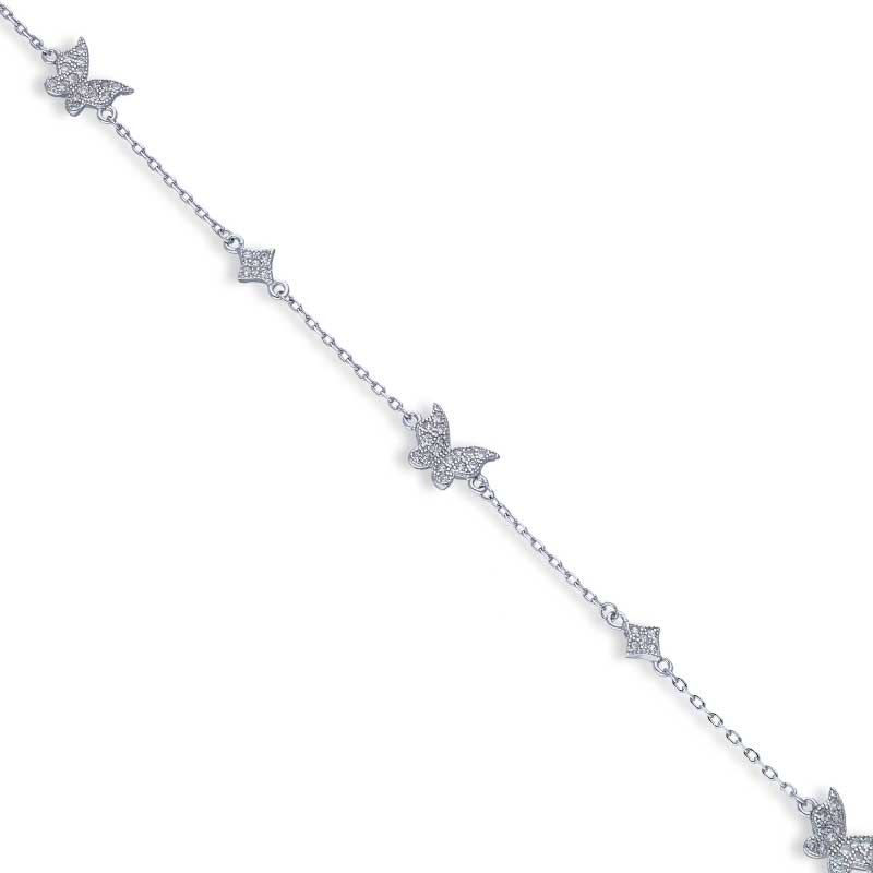 Sterling Silver 925 Butterfly Bracelet - FKJBRLSLU1053