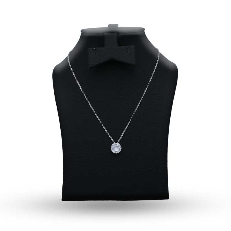 Sterling Silver 925 Round Shaped Solitaire Necklace - FKJNKLSLU1108