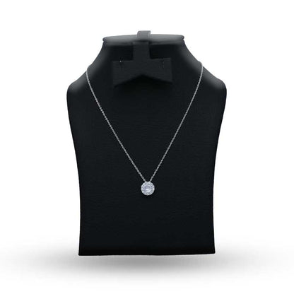 Sterling Silver 925 Round Shaped Solitaire Necklace - FKJNKLSLU1108