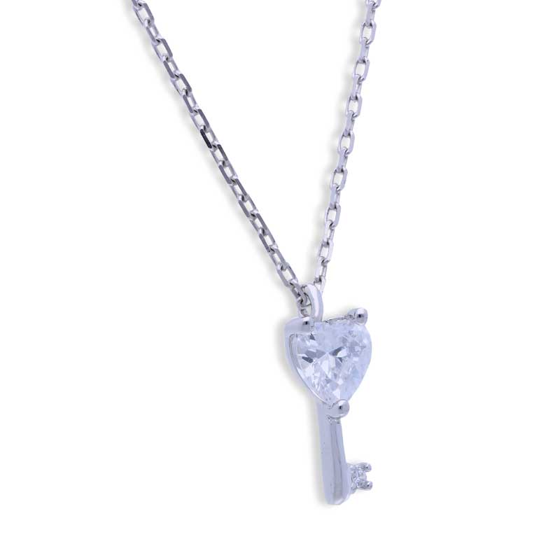 Sterling Silver 925 Key Necklace - FKJNKLSLU1106