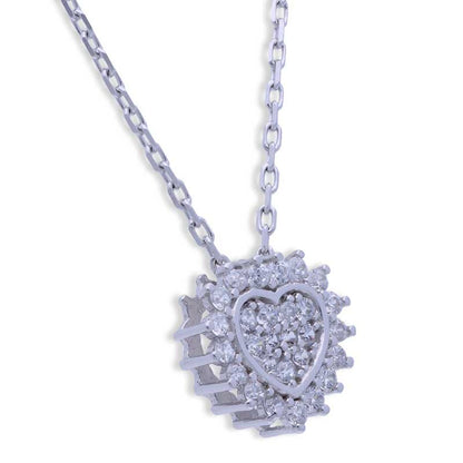 Sterling Silver 925 Heart Shaped Necklace - FKJNKLSLU1109