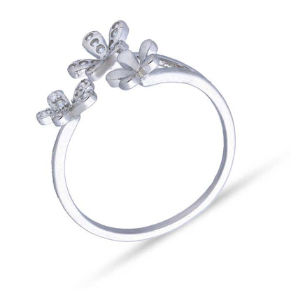 Sterling Silver 925 Flowers Ring - FKJRNSLU2068