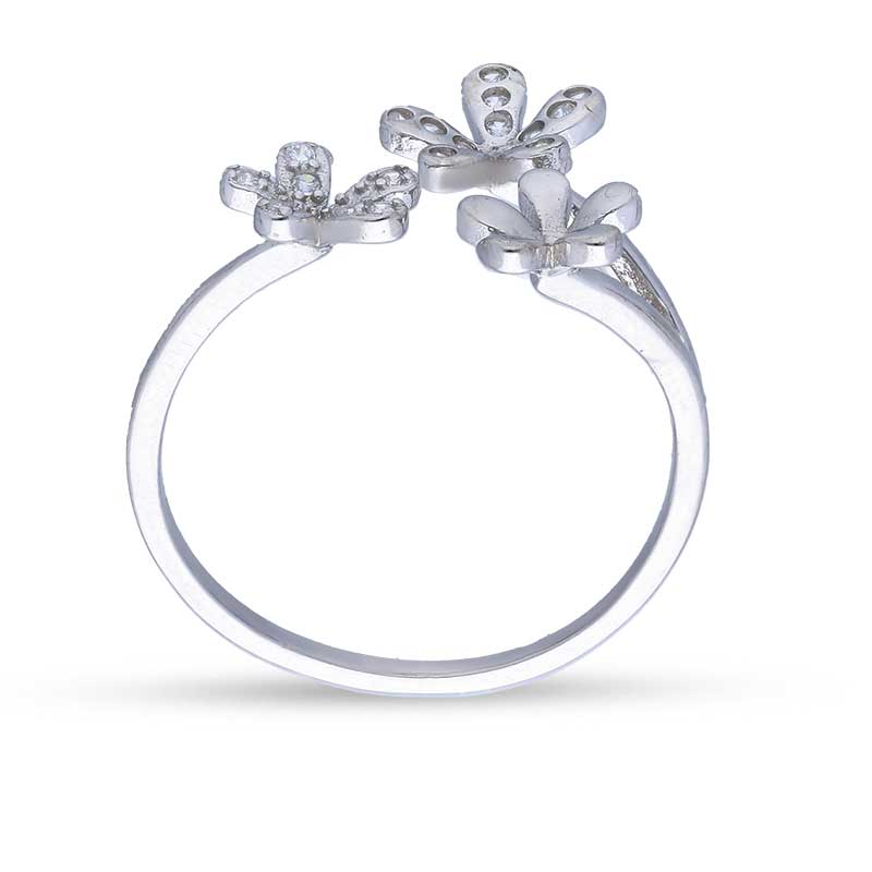 Sterling Silver 925 Flowers Ring - FKJRNSLU2068
